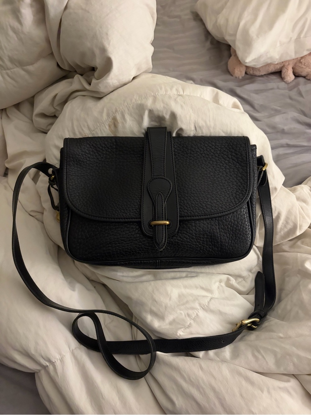 Vintage Dooney and Bourke Black Leather Crossbody Equestrian Bag